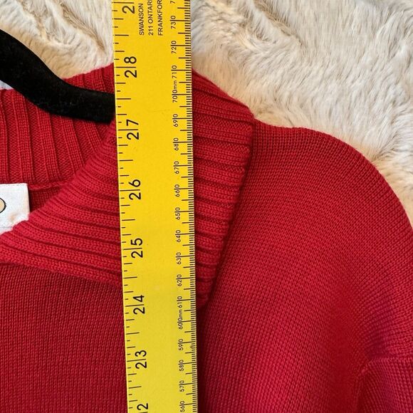 Talbots Women's Cardigan Sweater Size Small 100% Wool Red Zip Up Long Sleeve - Picture 10 of 10